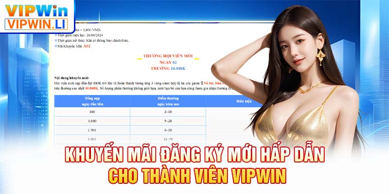 Khuyến mãi đăng ký mới hấp dẫn cho thành viên VIPWIN